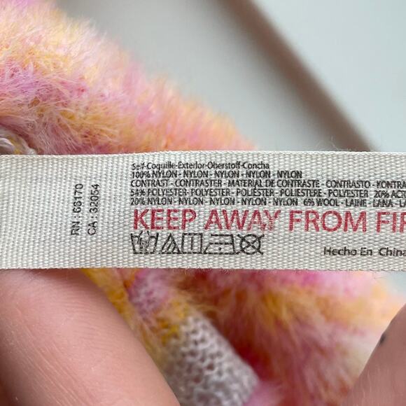 Free People Oversized Striped Sweater Pink Orange Fuzzy Knit V-Neck Pullover M - Picture 8 of 12